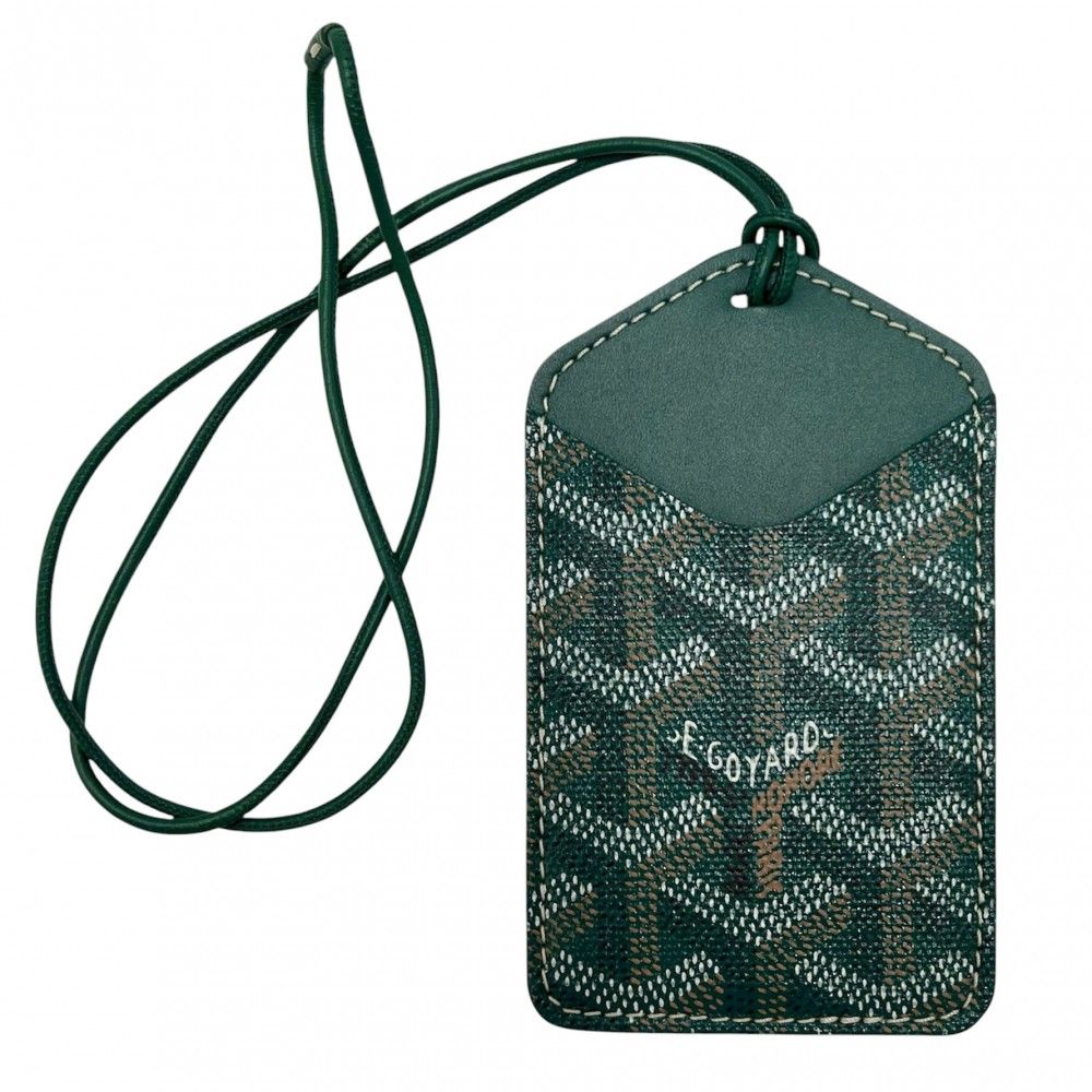 ゴヤール カードケース メンズ ヘリンボーン マルゼルブ パスケース 小物 GOYARD コーティングキャンバス レザー グリーン 緑 品