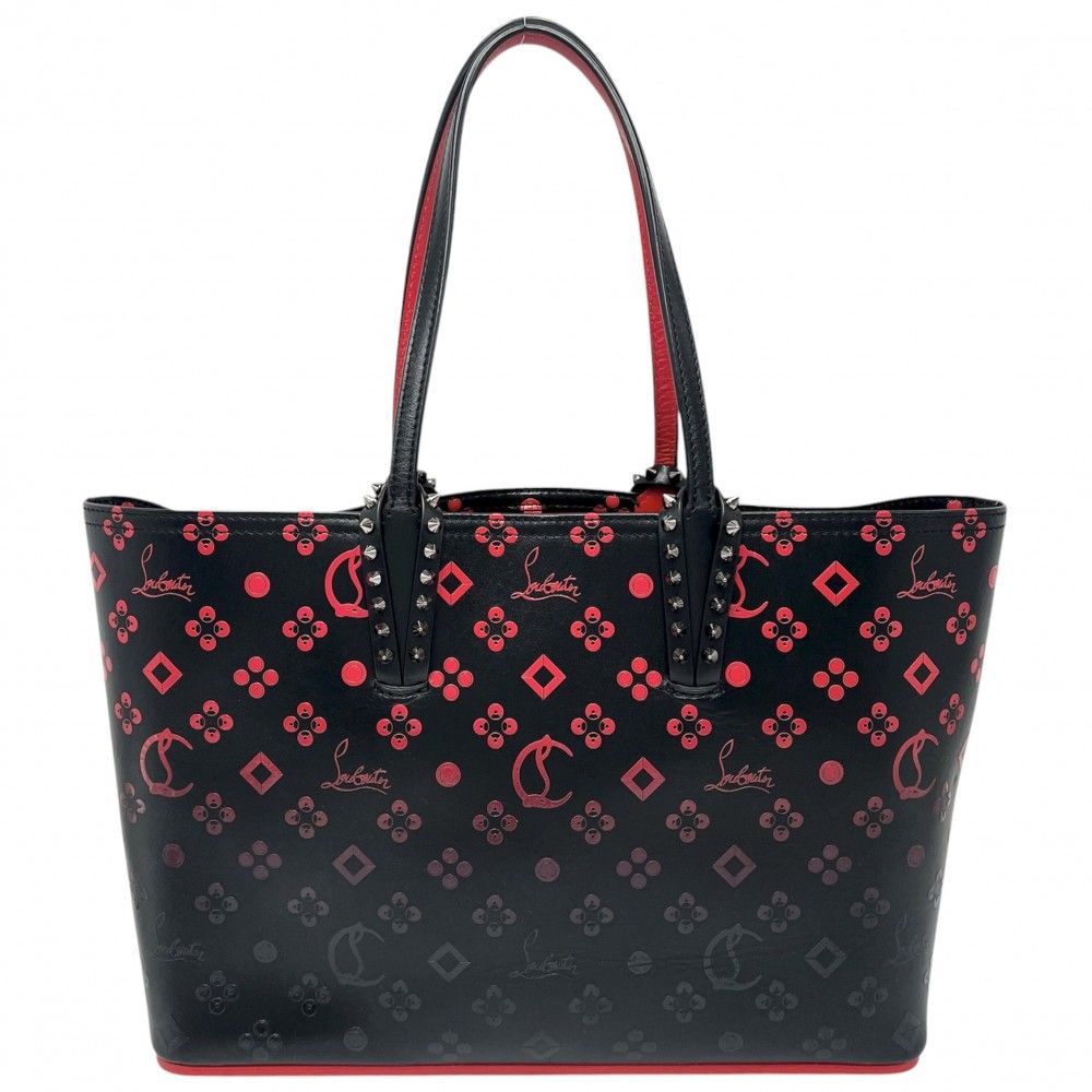 クリスチャンルブタン トートバッグ レディース カバタ ルビインザスカイ ハンドバッグ 肩掛け CABATA スタッズ ポーチ付き Christian Louboutin レザー ブラック 黒 レッド 赤 ガンメタル金具 品