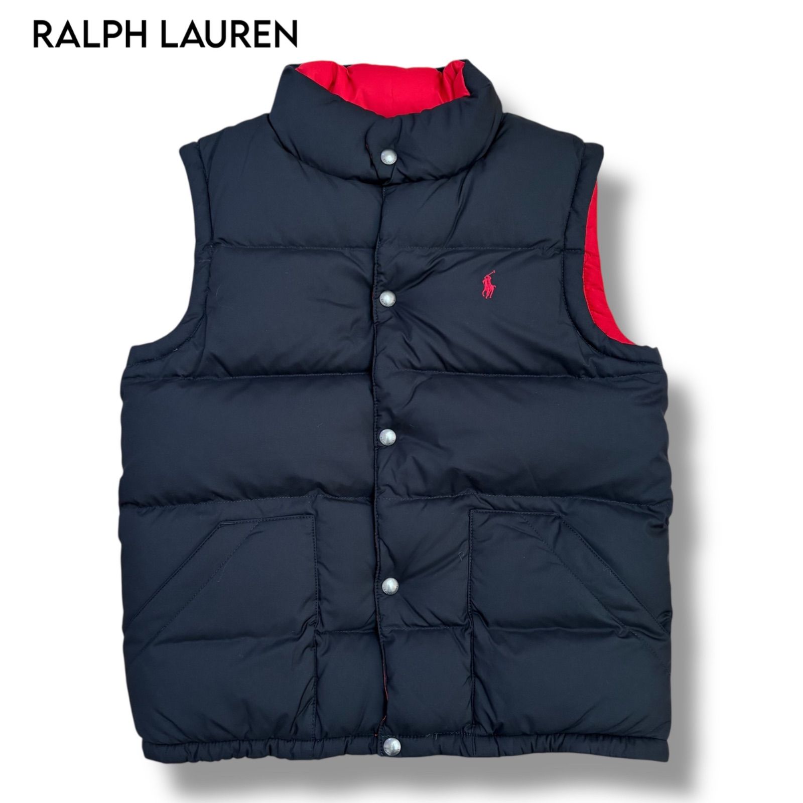 POLO RALPH LAUREN リバーシブル ダウンベスト ブラック×レッド L