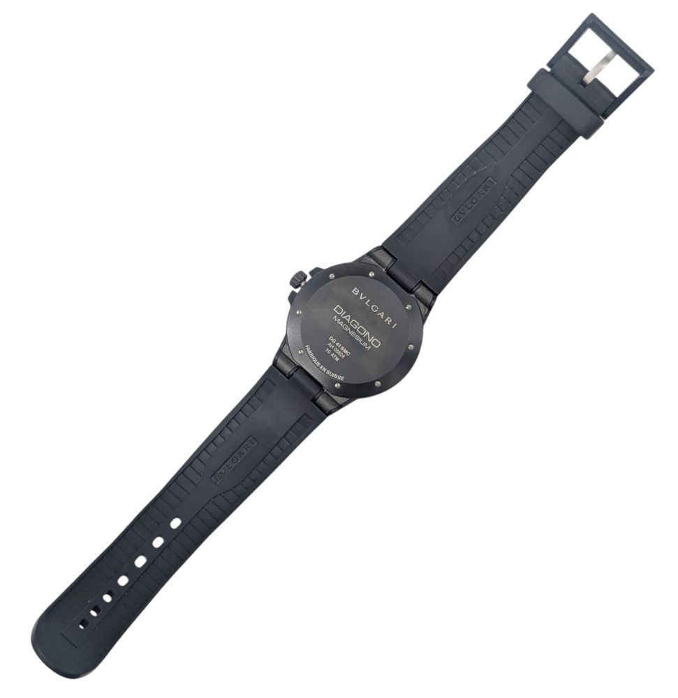 ブルガリ ディアゴノ マグネシウム ラバー 保証書 箱付き DG41SMC AT BVLGARI ブルガリ ディアゴノ マグネシウム セラミック ラバー グレー