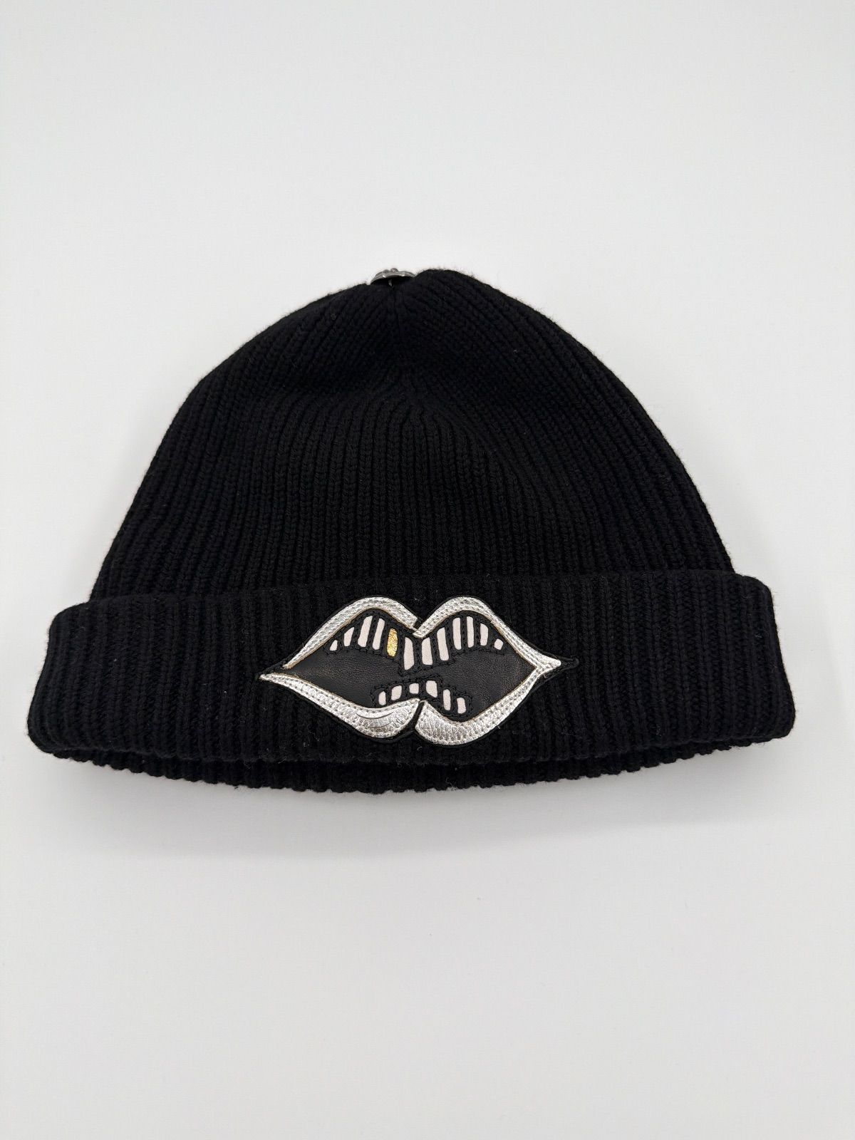 クロムハーツ⭐︎美品⭐︎黒 ニット帽 刺繍デザイン☆正規品☆ CHROME HEARTS クロムハーツ（原本無） CHクロス刺繍 サーマル ニット