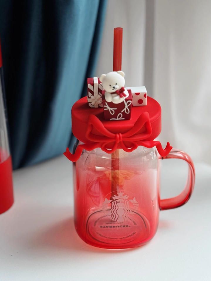 ガラスストロー付きカップ 520ml