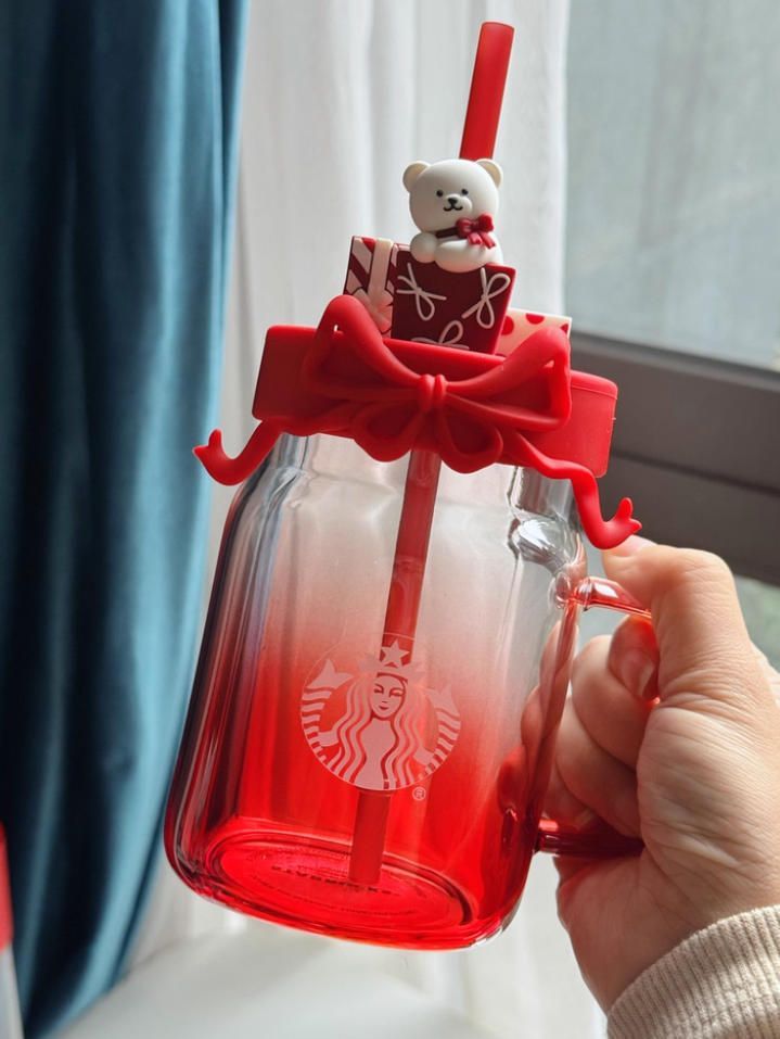 スターバックス starbucks 水筒 ガラスストロー付きカップ 520ml レッド