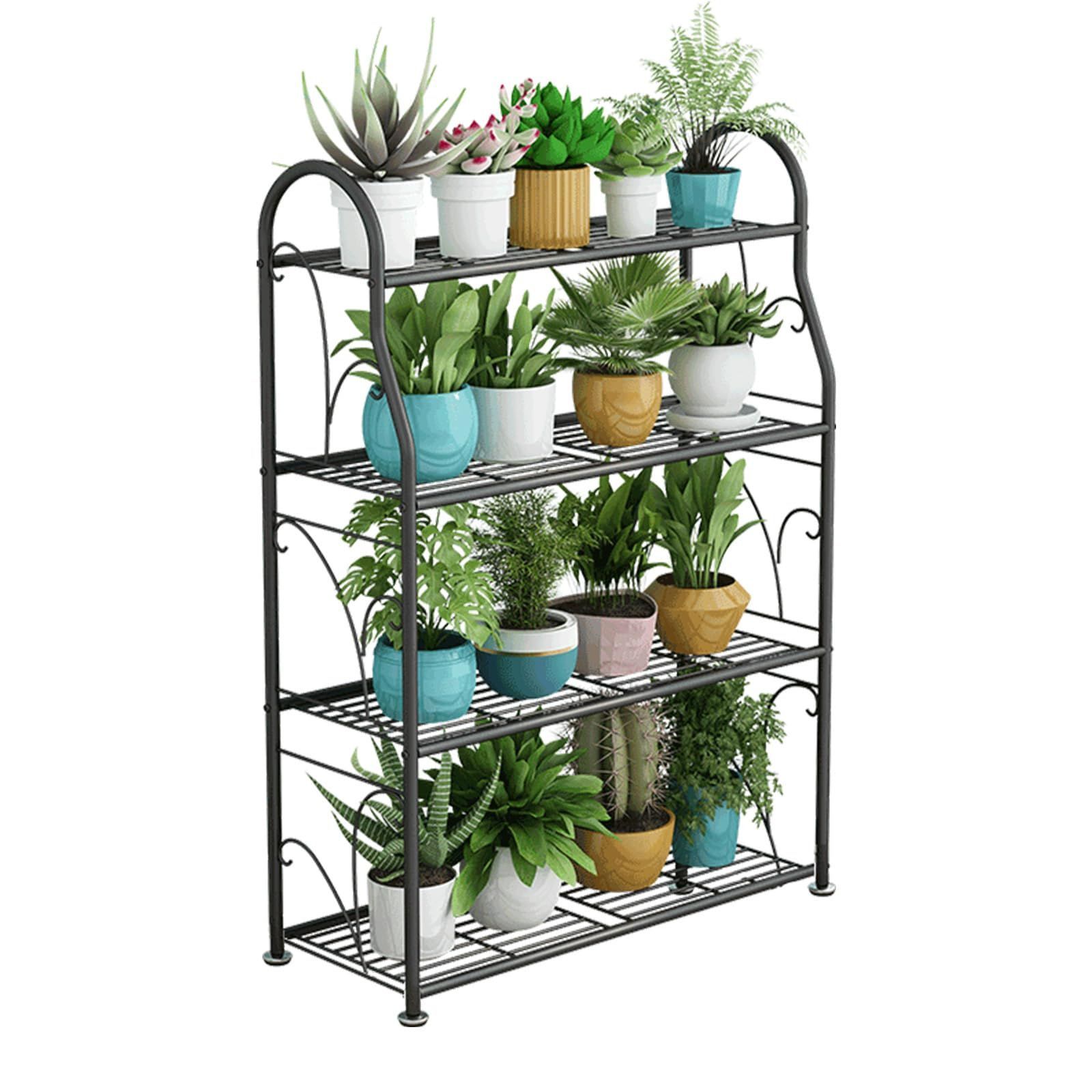 数量 4層 暗灰色 多肉植物スタンド 段付きフラワースタンドガーデニング用品バルコニー リビングルーム 階段 庭に適しています ラック 錬鉄製フロアスタンディングシェルフ植物 4段プランタースタンド 花台3 フラワースタンド