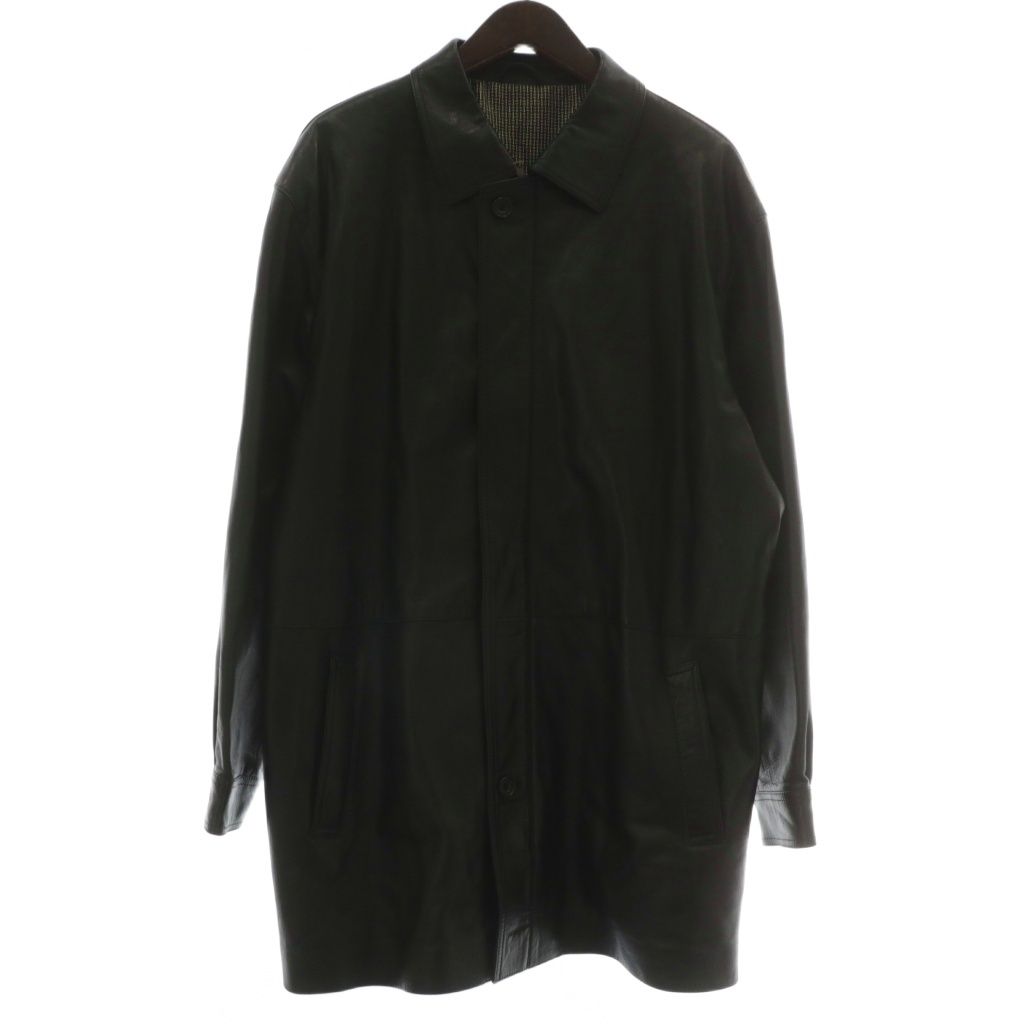 スワヴァ SWAVA レザージャケット コート アウター ステン 裏地ウール ミドル ジップアップ ベルト 40 102cm 黒 ブラック XZ GY01