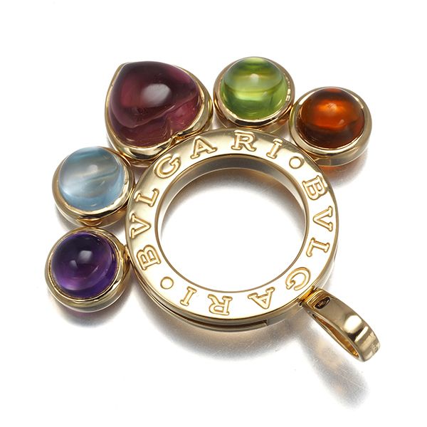 ブルガリ ペンダントトップ シトリン ペリドット ピンクトルマリン トパーズ アメジスト アレグラ K 18 YG 179783