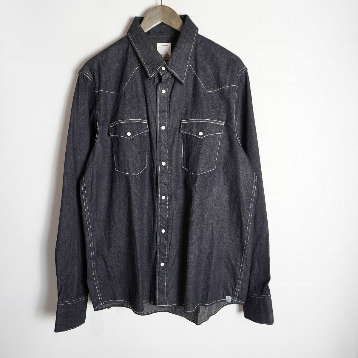 23SS VISVIM ビズビム SOCIAL SCULPTURE SHIRT MUD OVERDYE 長袖 デニム シャツ 泥染 0123105007002 サイズ3 紺 728P