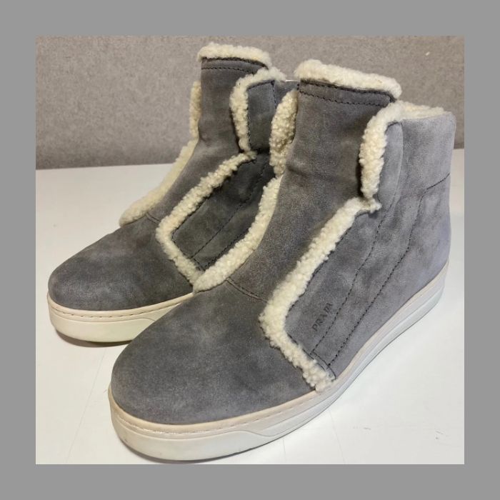 定価15万 PRADA プラダ SPORTS ブーツ スポーツ ハイカットスニーカー ムートン ボアブーツ グレー