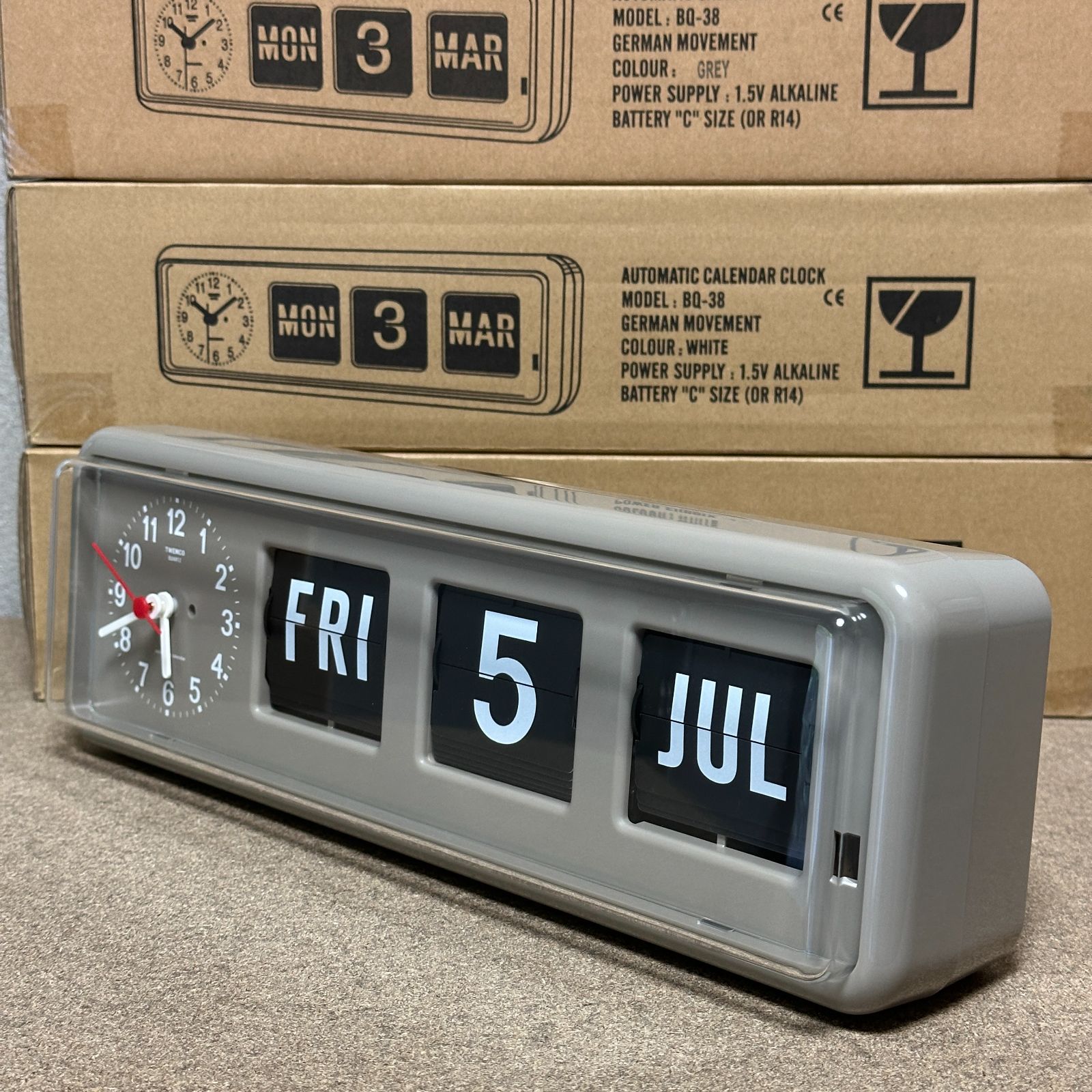 TWEMCO (トゥエンコ) BQ-38 グレー 置き掛け兼用時計 ドイツの動き