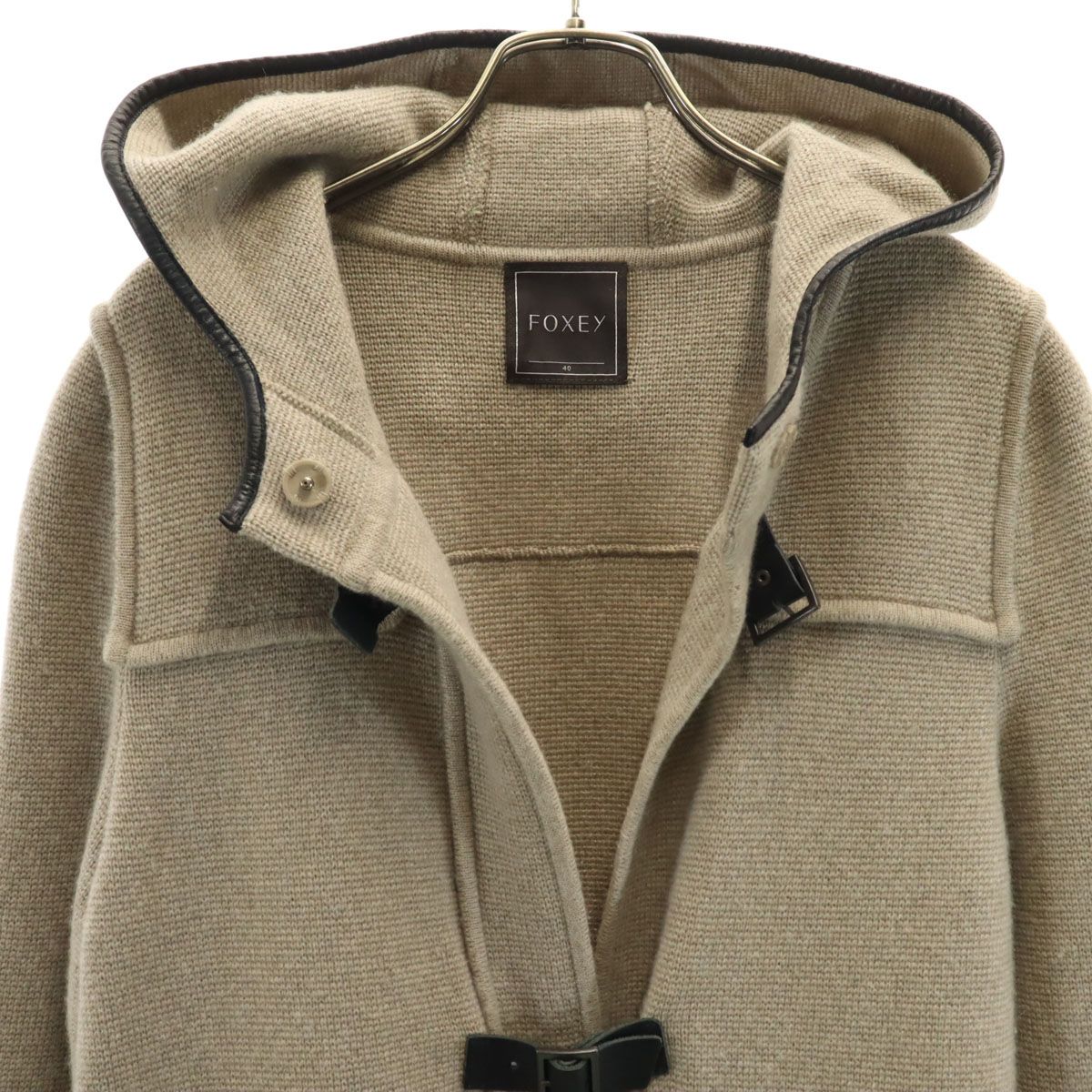 FOXEY フォクシー 日本製 カシミヤ100％ ニットコート 40 ベージュ系