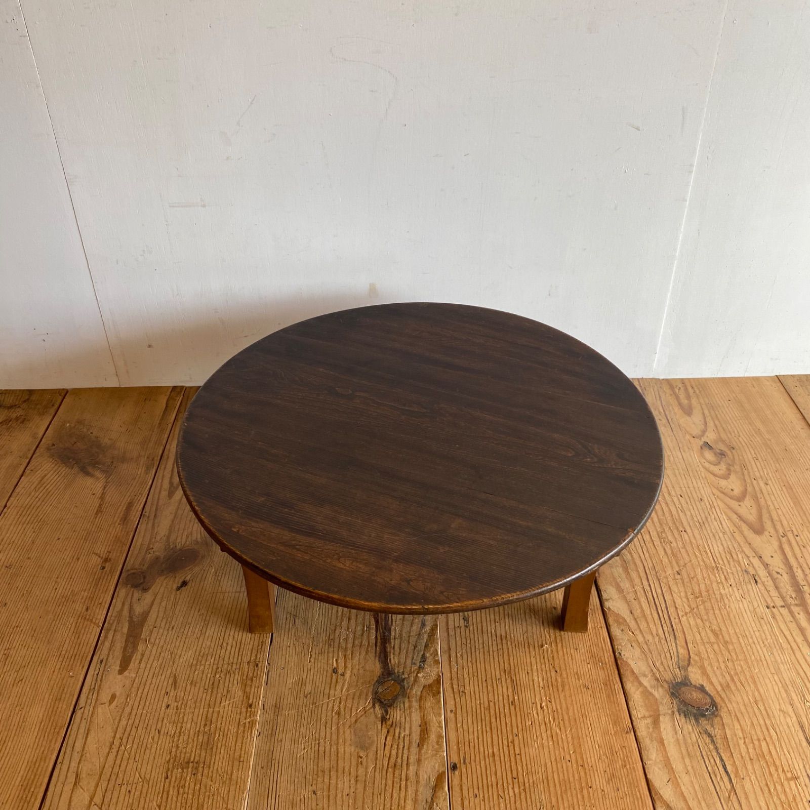 昭和レトロ ちゃぶ台 丸テーブル 折りたたみ式 ローテーブル 古家具 座