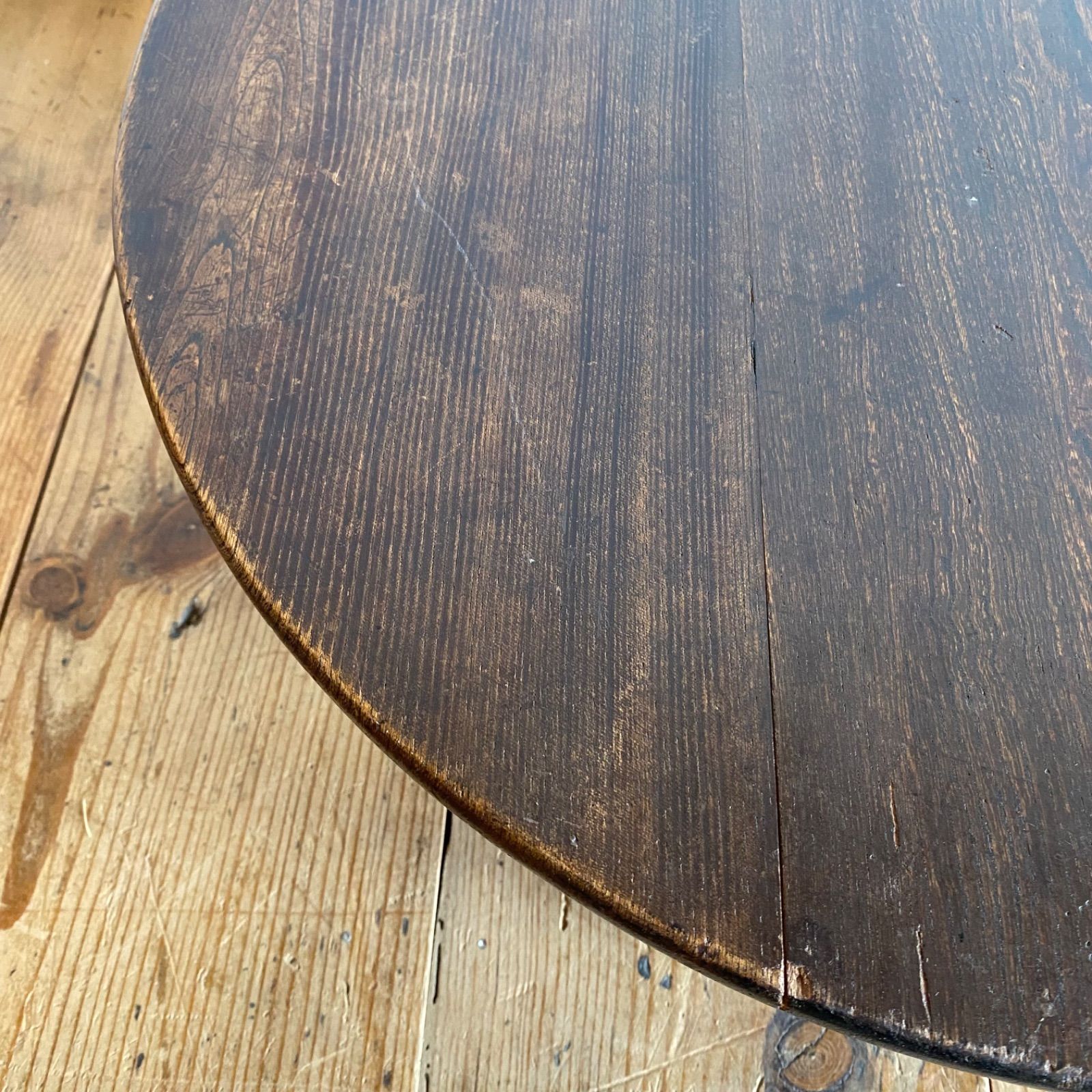 昭和レトロ　ちゃぶ台　アンティーク家具　折りたたみ丸テーブル 昭和レトロ アンティーク ちゃぶ台 折りたたみ式 木製 机 ローテーブル