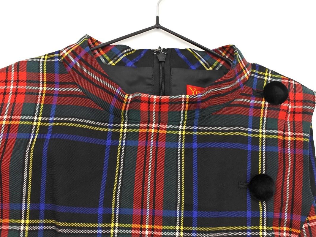 YORKLAND ヨークランド ウール100% チェック ノースリーブ ワンピース