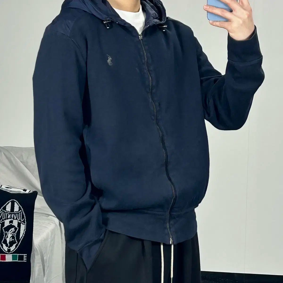 ポロ ラルフローレン ネイビー ナイロン フード ジップアップ