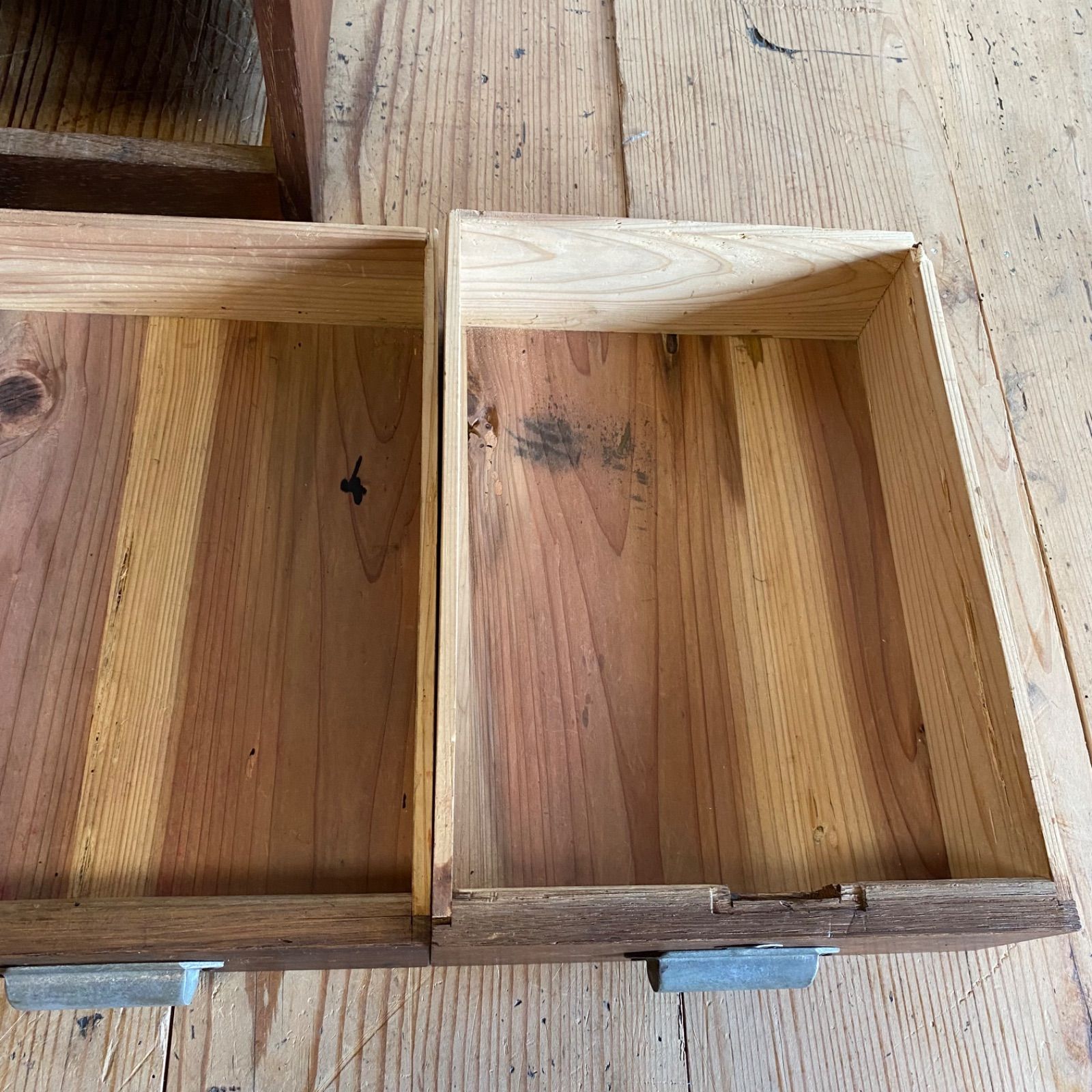 アンティーク 木製デスク ローテーブル 机 作業台 古家具 引き出し