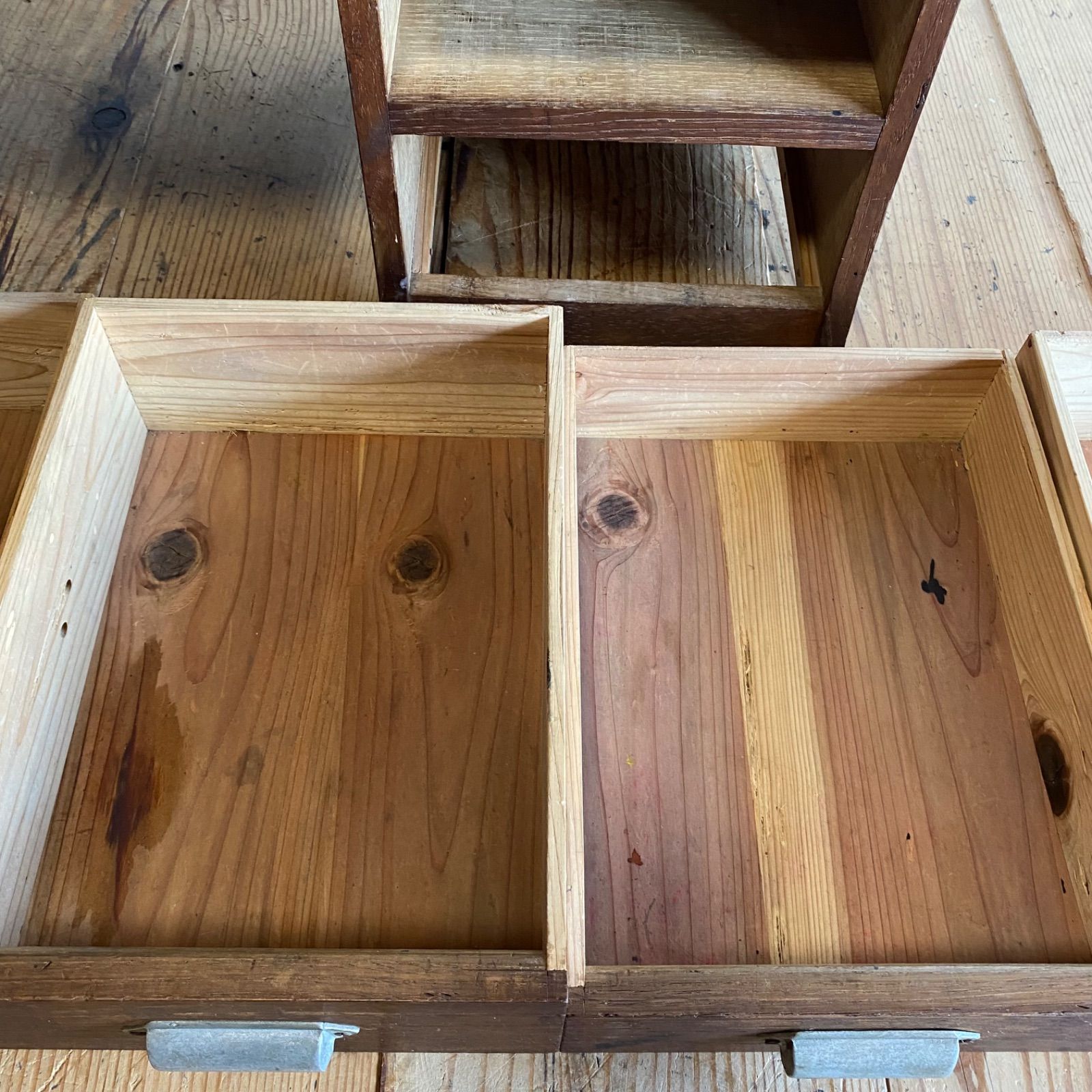 アンティーク 木製デスク ローテーブル 机 作業台 古家具 引き出し