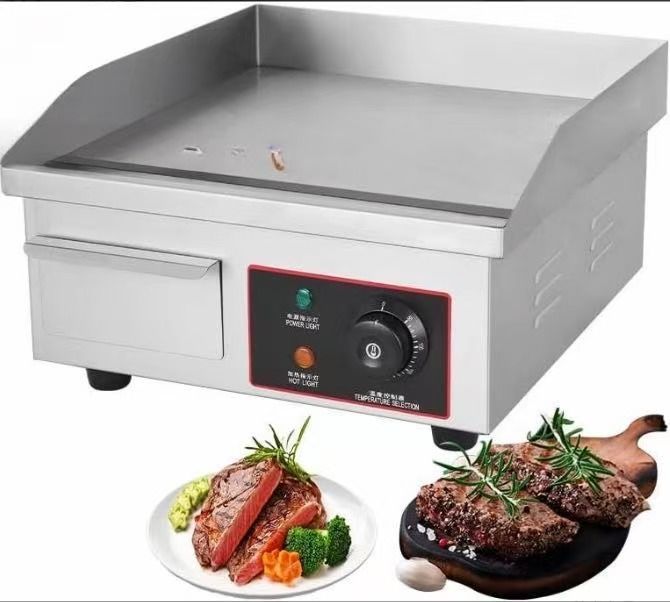電気グリドル 業務用 グリドル 卓上用 プレス鉄板 温度制御50℃-300℃ ステンレス鋼 卓上鉄板焼 鉄板焼き器 BBQ デスクトップ電気グリドル110V