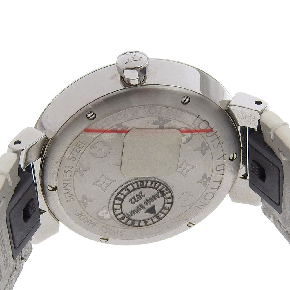  LOUIS VUITTON ルイ ヴィトン タンブールスリム33 8 Pダイヤ Q 13 MJZ ステンレススチール×レザー クオーツ アナログ表示 レディース ホワイト文字盤 腕時計 その他 時計