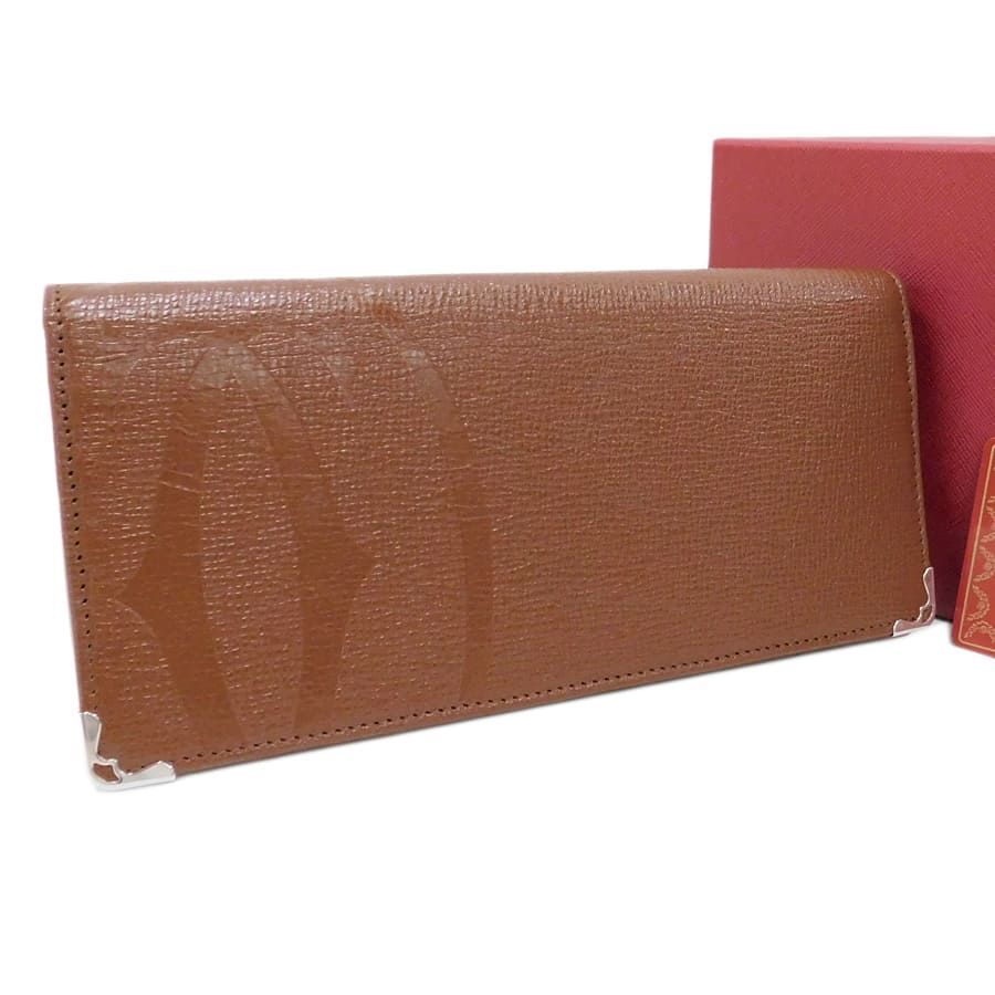 カルティエ インターナショナル ウォレット 二つ折り長財布 マストライン L3000451 レザー ブラウン シルバー金具 Cartier les must de Cartier