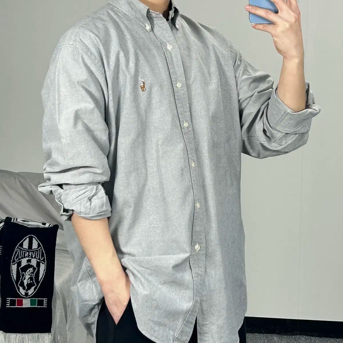 ポロラルフローレン グレー オックスフォード シャツ