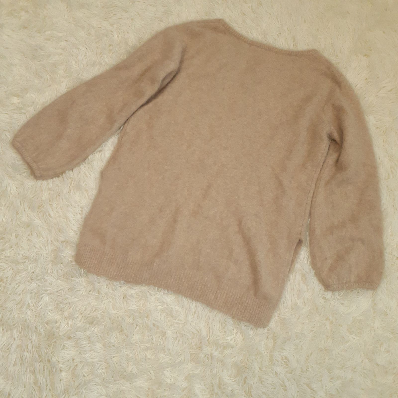 SHENERY シーナリー ファーカシミヤ キーネックニット プルオーバー ベージュ