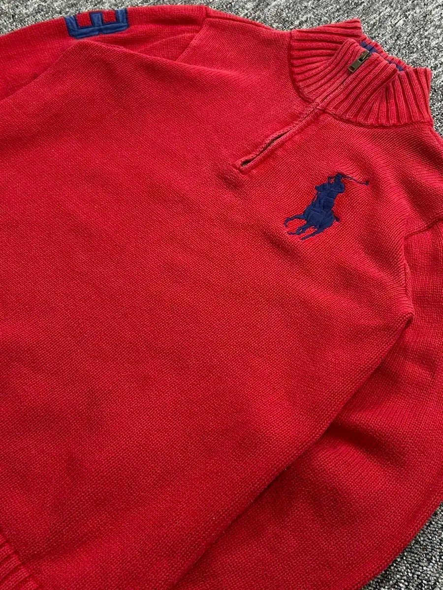ポロラルフローレン ビックポニー レッド ハーフジップアップ ニット