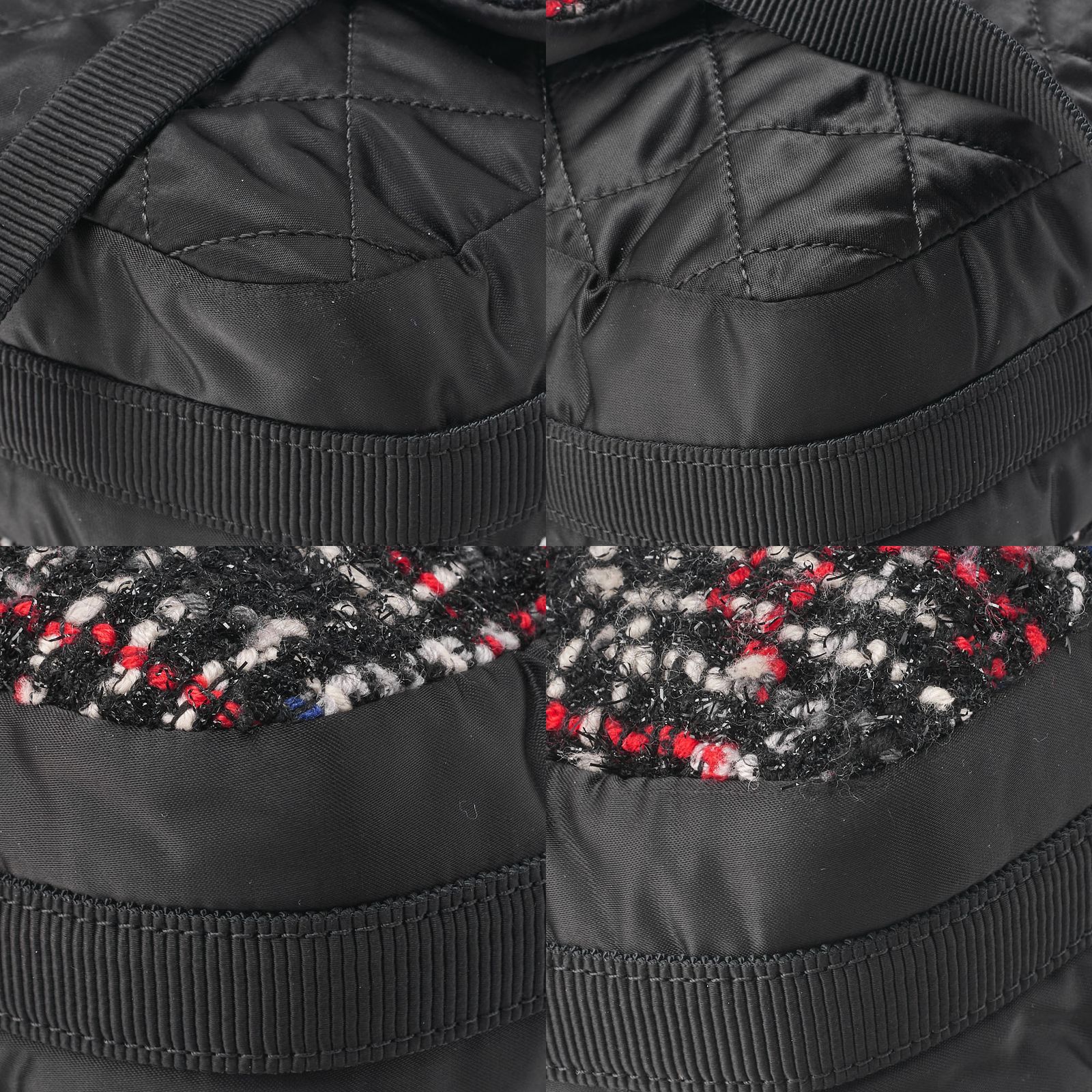 ツイード×ナイロン 黒×マルチ