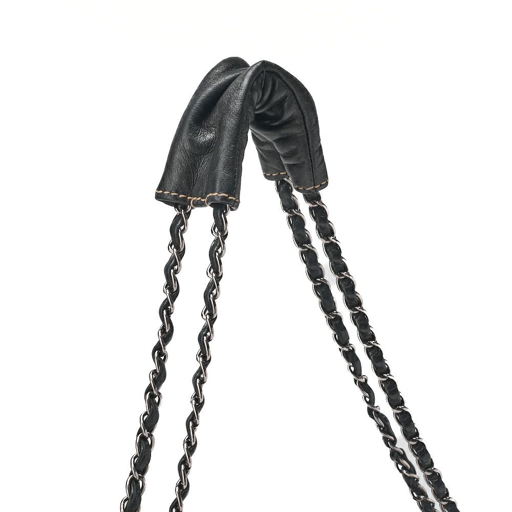 【品質保証】 CHANEL シャネル チェーンショルダーバッグ ワイルドステッチ ラムスキン デカココ 黒 シルバー金具 レディース バッグ