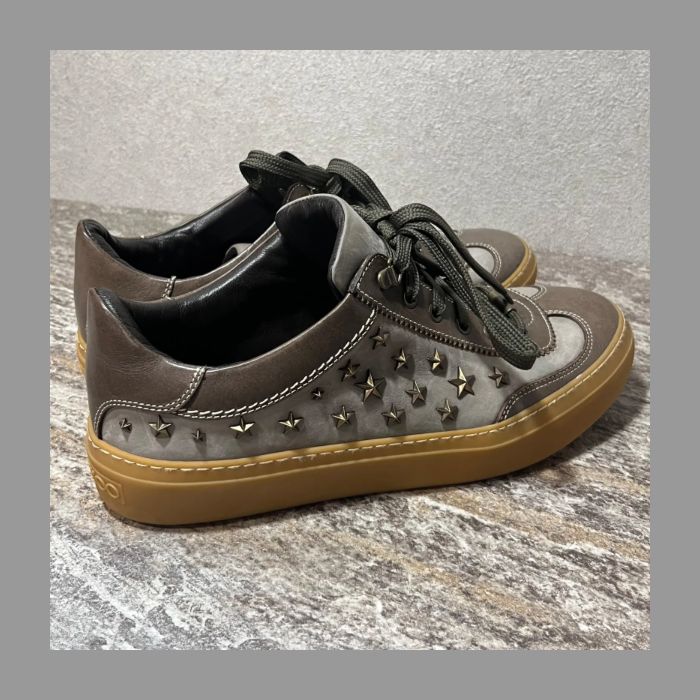 未使用 28cm】JIMMY CHOO ジミーチュウ スタッズ レザー スニーカー 