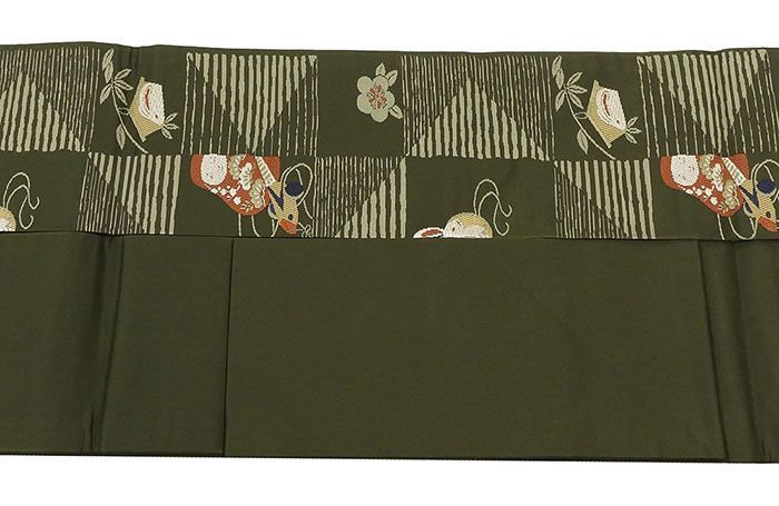 名古屋帯 新品 仕立て上がり 兎 絵馬 だるま 市松 九寸名古屋帯 仕立済み h3146 名古屋帯 新品 仕立て上がり 兎 絵馬 だるま 市松 九寸名古屋帯 仕立