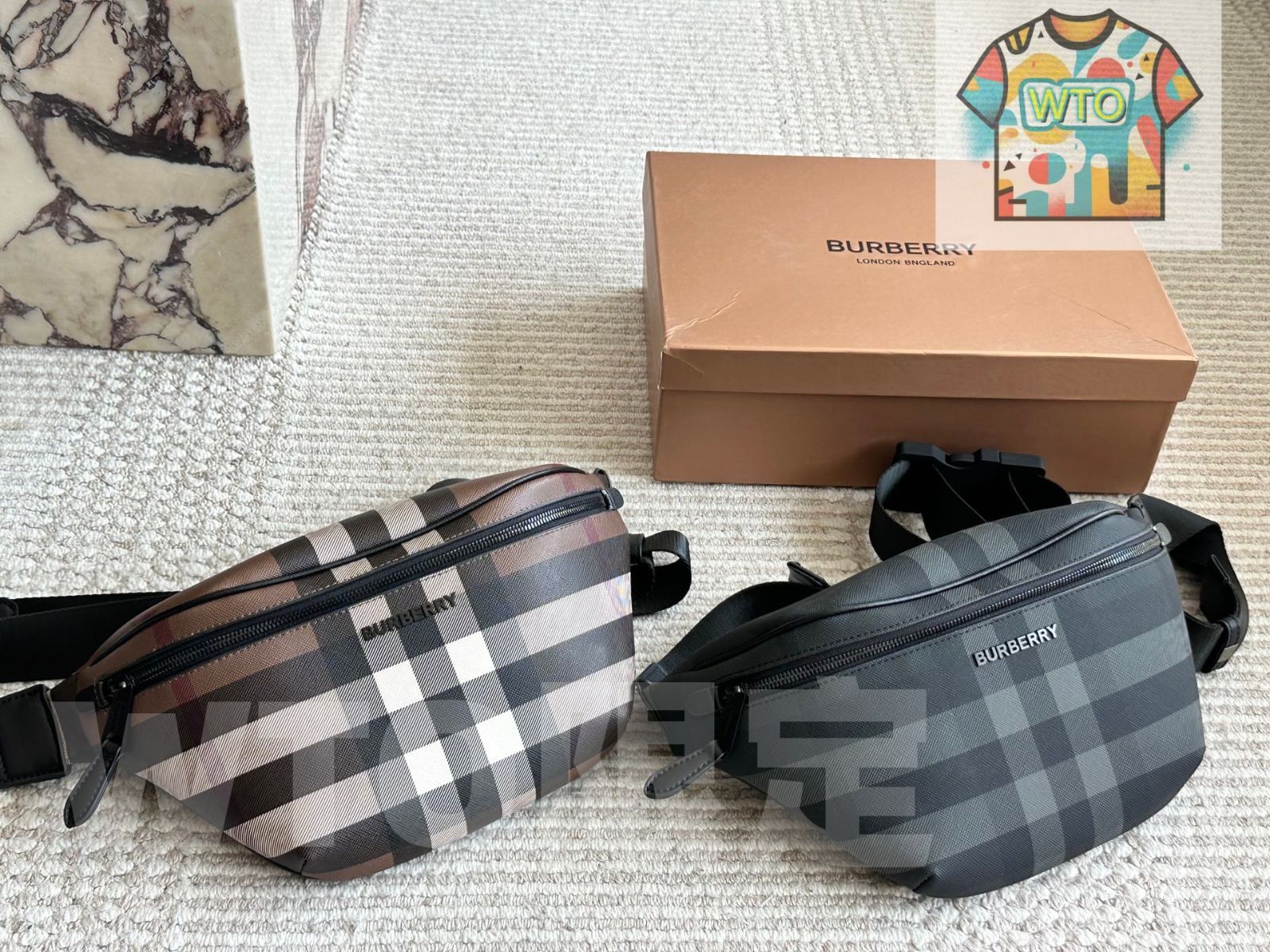 今日 Burberry バーバリー ワイド ワイストバッグ 上幅 30×14cm
