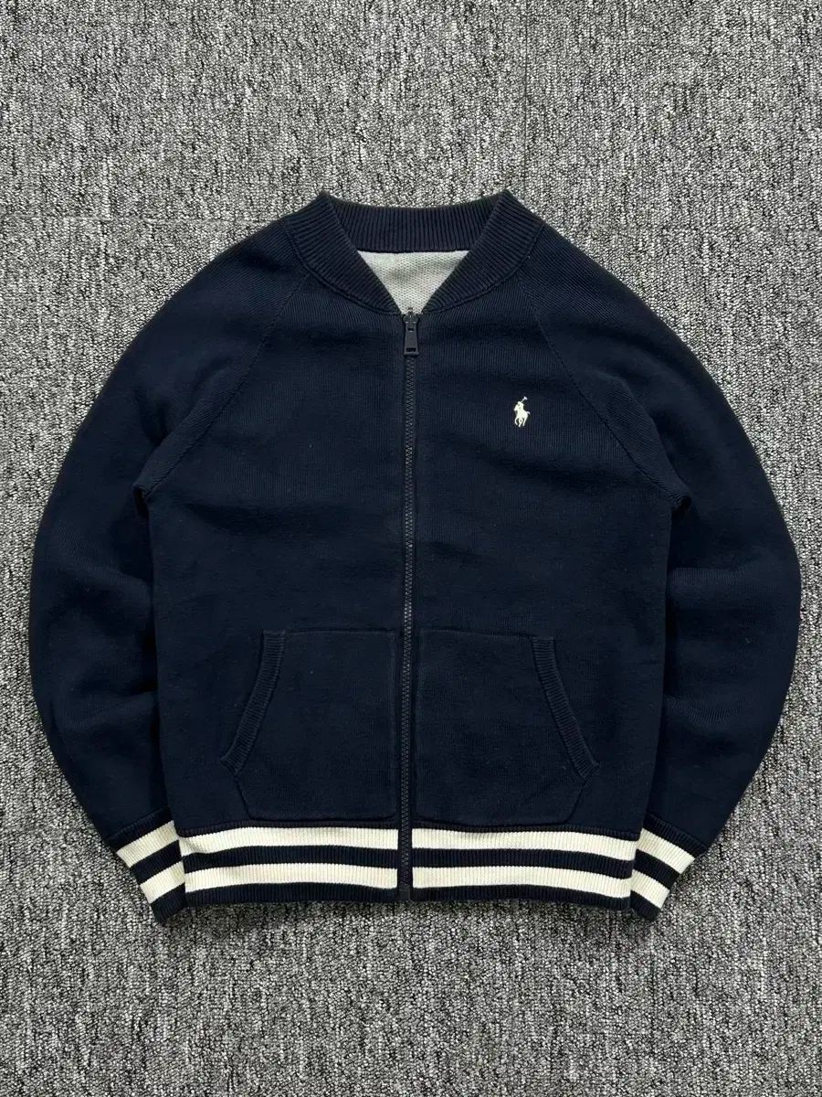ポロラルフローレン ビックポニー ネイビー グレー リバーシブル ジップアップニット