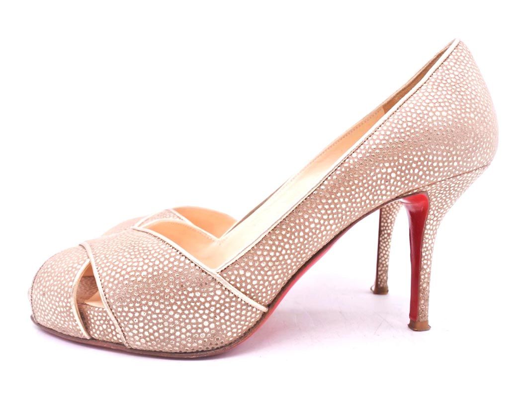 Christian Louboutin クリスチャン ルブタン オープントゥ パンプス size 36.5 23.5 cm ゴールド レディース