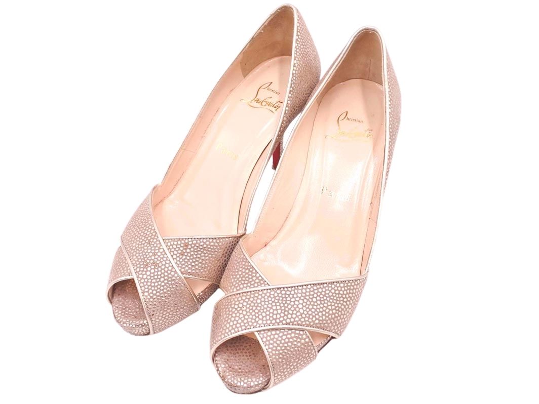 Christian Louboutin クリスチャン ルブタン オープントゥ パンプス size 36 5 23 cm ゴールド レディース