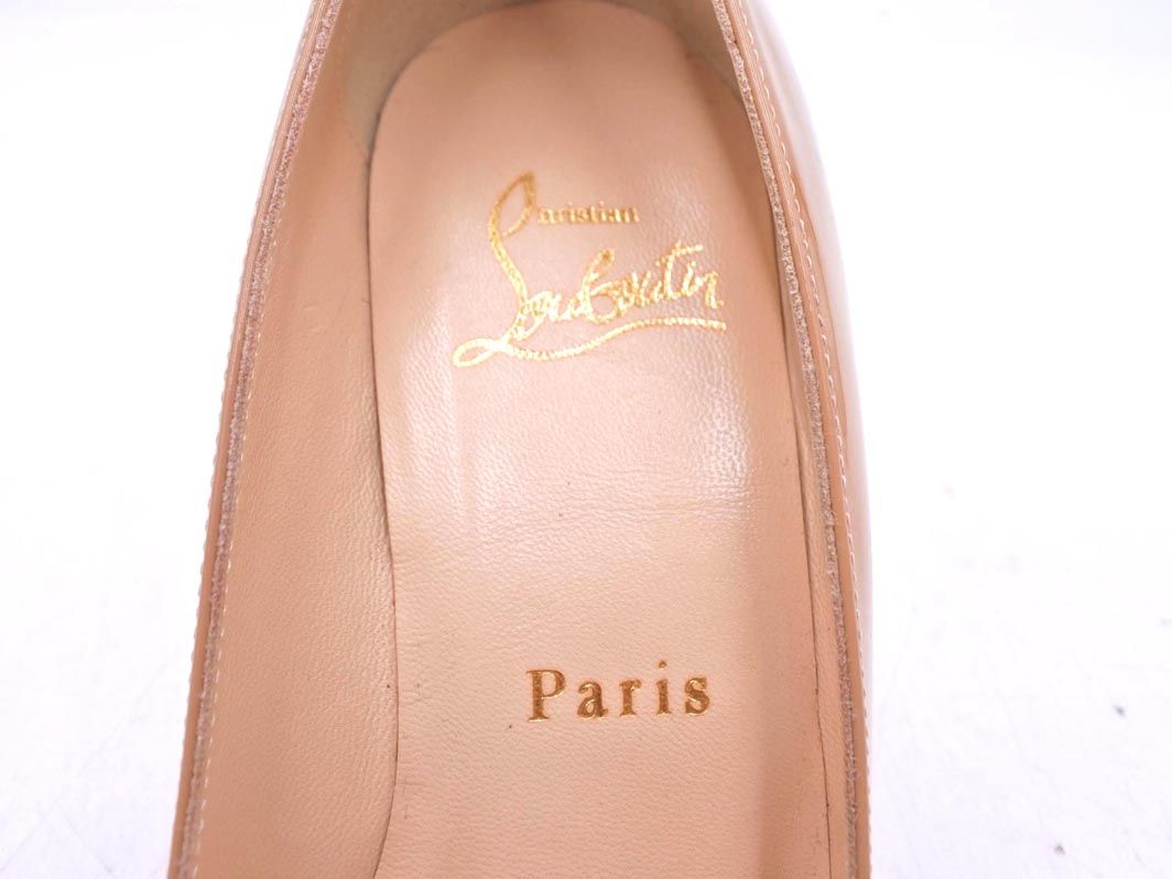  Christian Louboutin クリスチャンルブタン エナメル パテントレザー ヒール パンプス size 34 21.0 cm ベージュ レディース ハイヒール パンプス パンプス