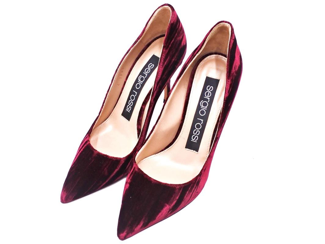 Sergio Rossi セルジオロッシ ベロア ハイヒール パンプス size 34 21.0 cm ボルドー レディース