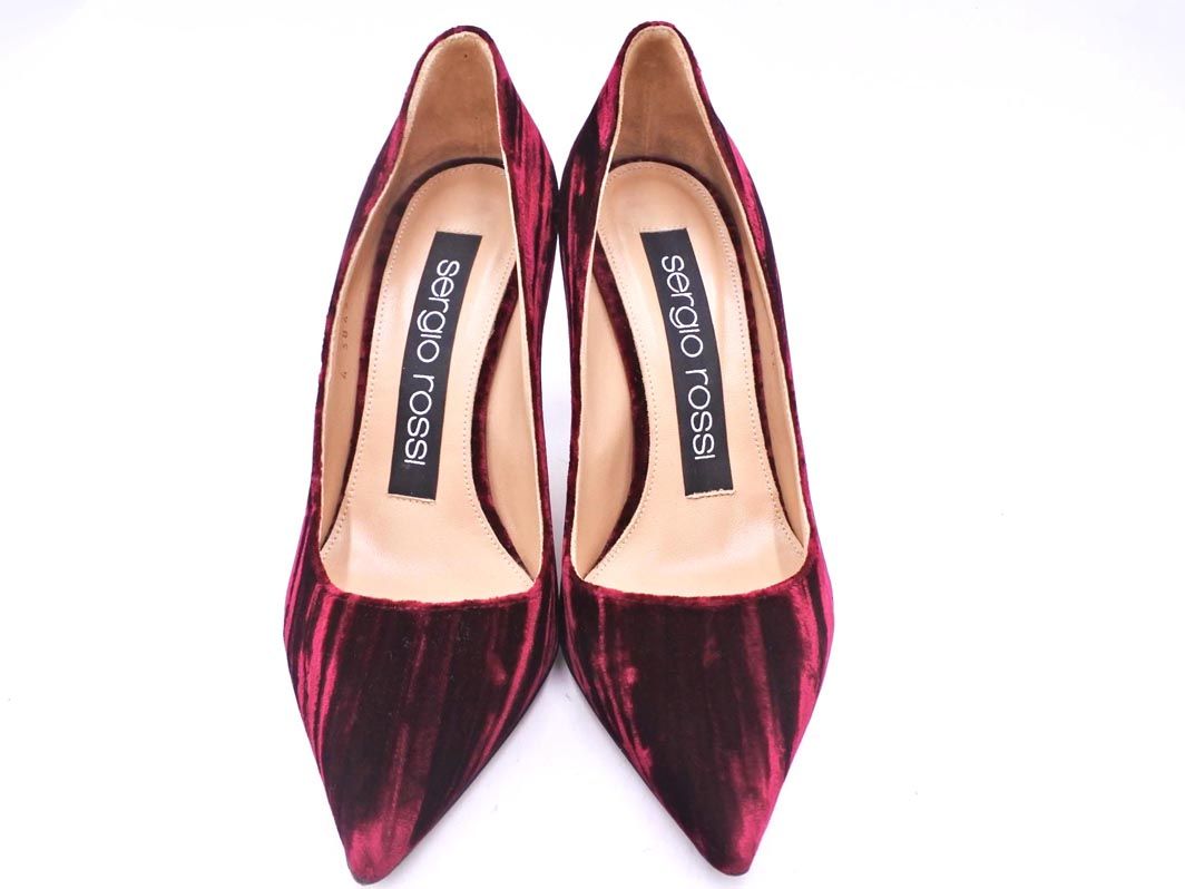  Sergio Rossi セルジオロッシ ベロア ハイヒール パンプス size 34 21.0 cm ボルドー レディース ハイヒール パンプス パンプス