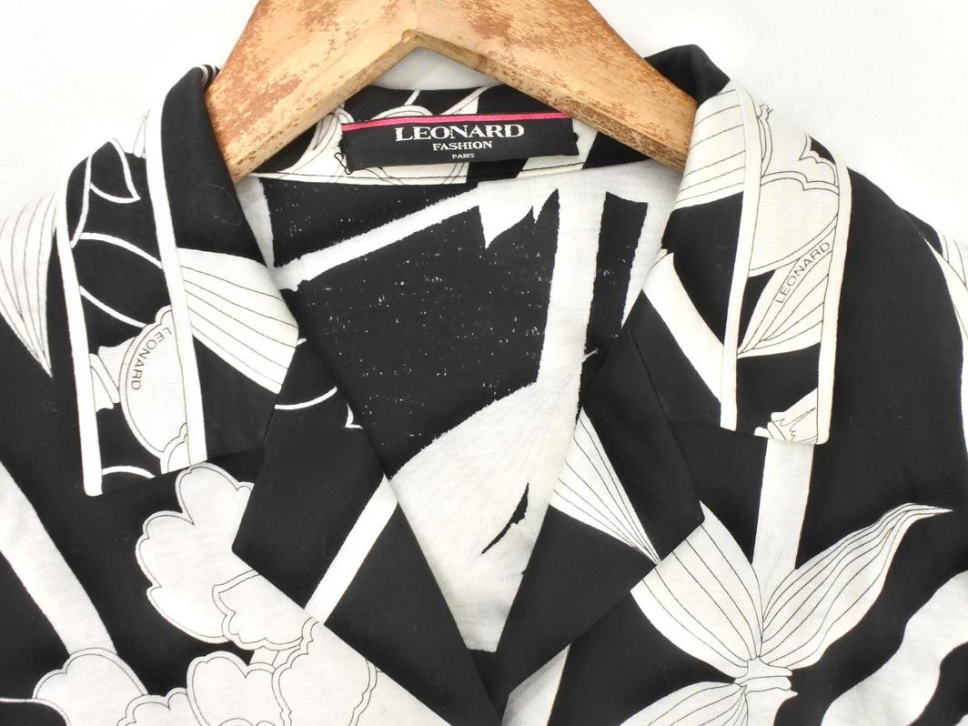 LEONARD レオナール FASHION 花柄 ブラウス シャツ sizeM/黒