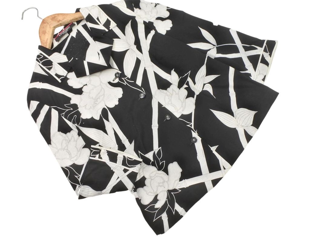 LEONARD レオナール FASHION 花柄 ブラウス シャツ sizeM/黒