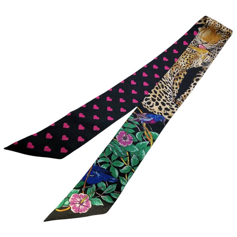 エルメス HERMES ツイリー Extrives Parisielu ブラック シルク100％ レディース スカーフ