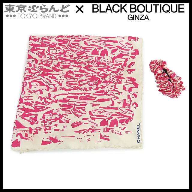 シャネル CHANEL シュシュ スカーフ セット ピンクxホワイト シルク 21C ファッション雑貨 レディース 101831183