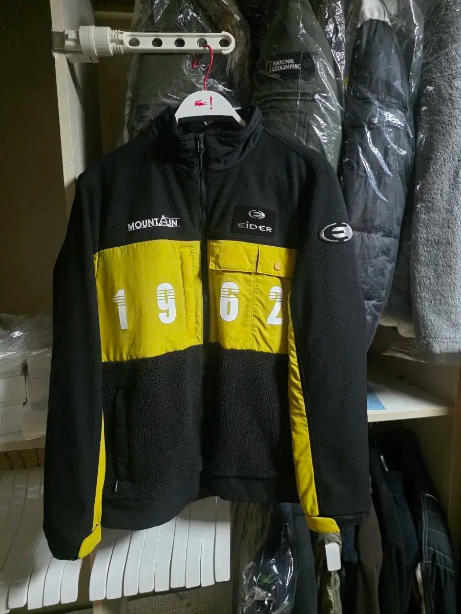 アイダー 黒 黄 フリース ジャケット サイズL