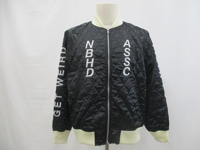 ネイバーフッド NEIGHBORHOOD スカジャン キルティング バックロゴ刺 ブルゾン S ブラック 黒 メンズ