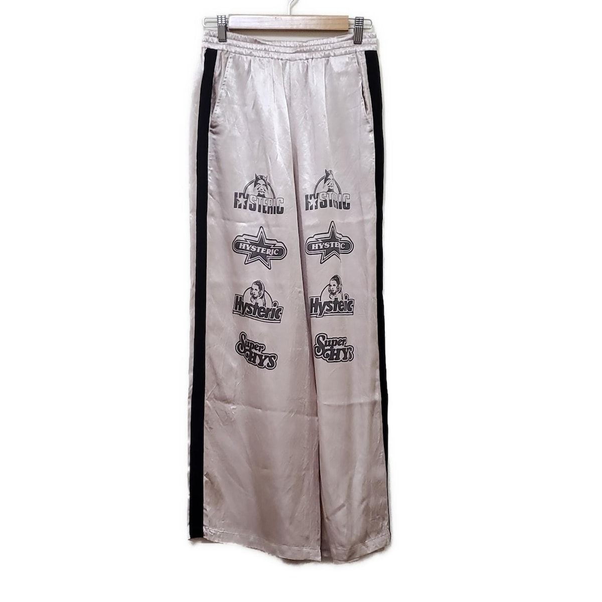 ヒステリックグラマー パンツ サイズS レディース - ベージュ×黒×ダークグレー フルレングス DIZZY-MILKY ウエストゴム