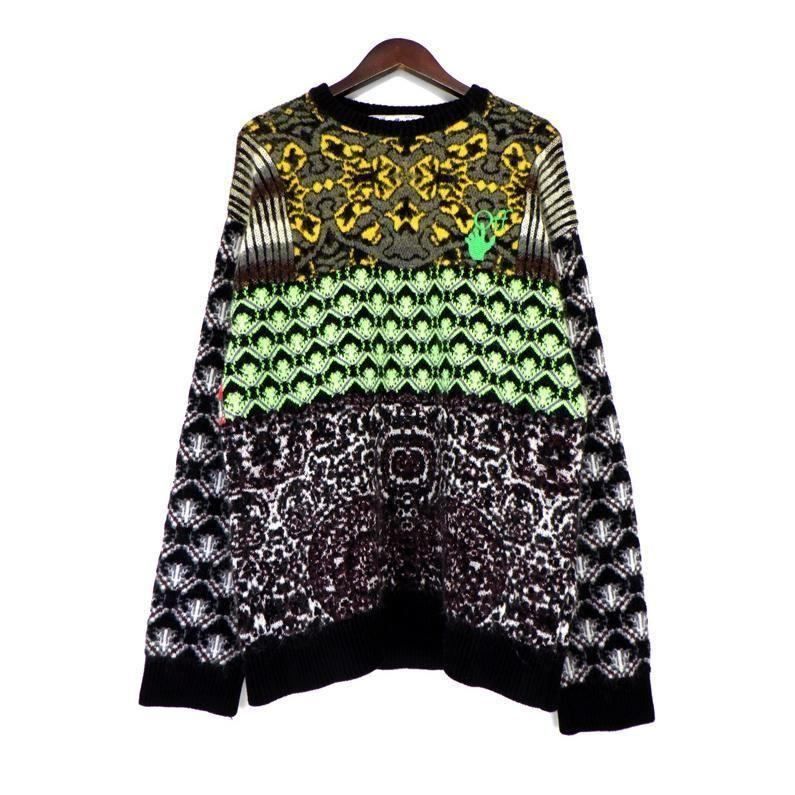 オフホワイト OFF WHITE 20 AW バック アロー ロゴ 総柄 ニット h 5763