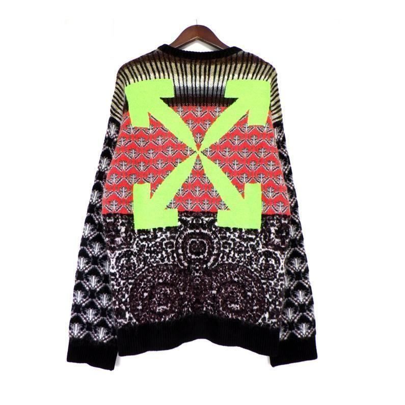 オフホワイト OFF WHITE 20AW OMHE059F20KNI001 バック アロー ロゴ 総柄 ニット h5763