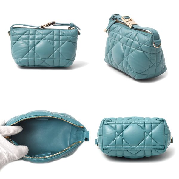 クリスチャンディオール バッグ レディース ノマドポーチ ミニ ハンドバッグ ラムレザー ブルー系 Christian Dior