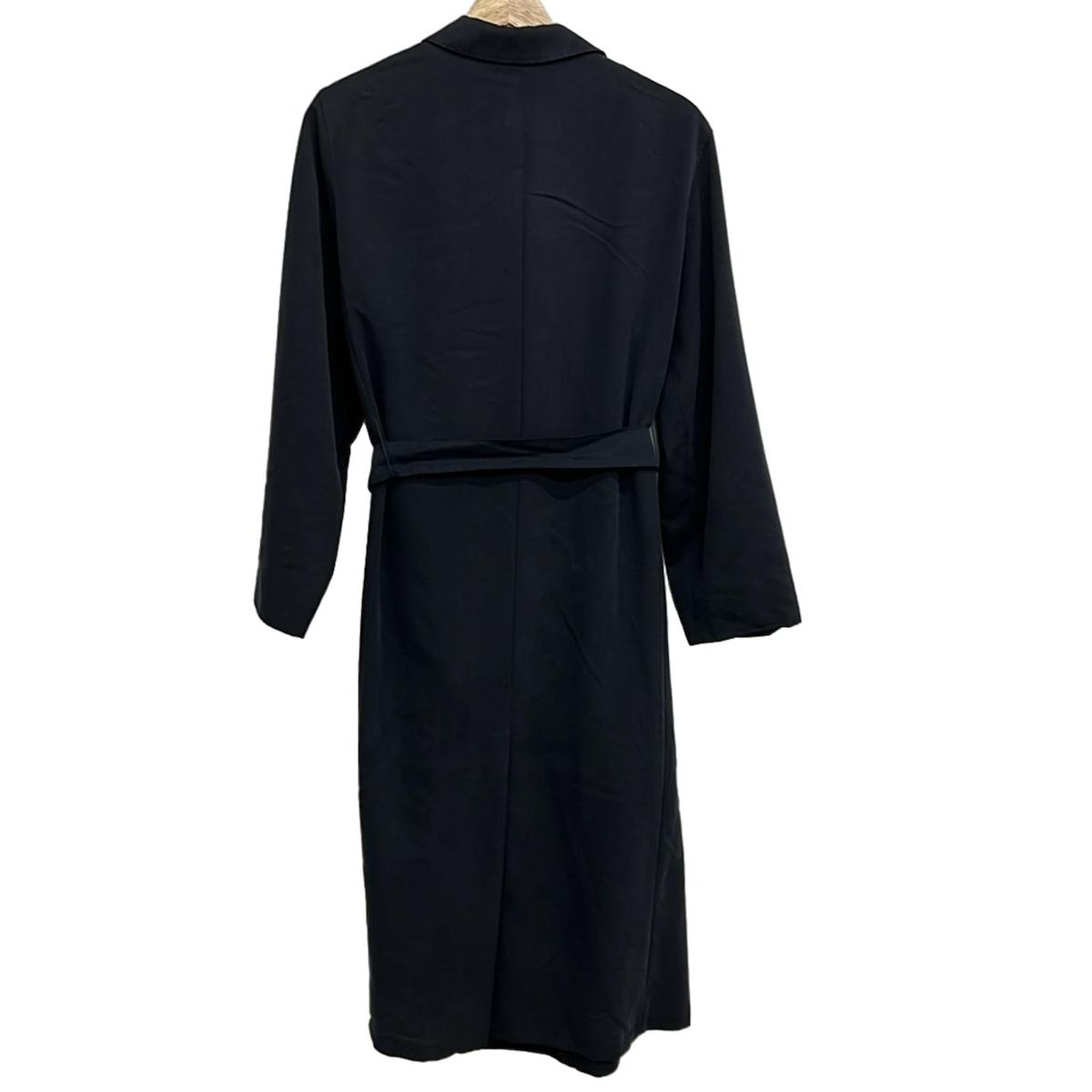 美品✨エスマックスマーラ シルク混 ノーカラーコート 40 ネイビー 美品✨エスマックスマーラ シルク混 ノーカラーコート 40 ネイビー