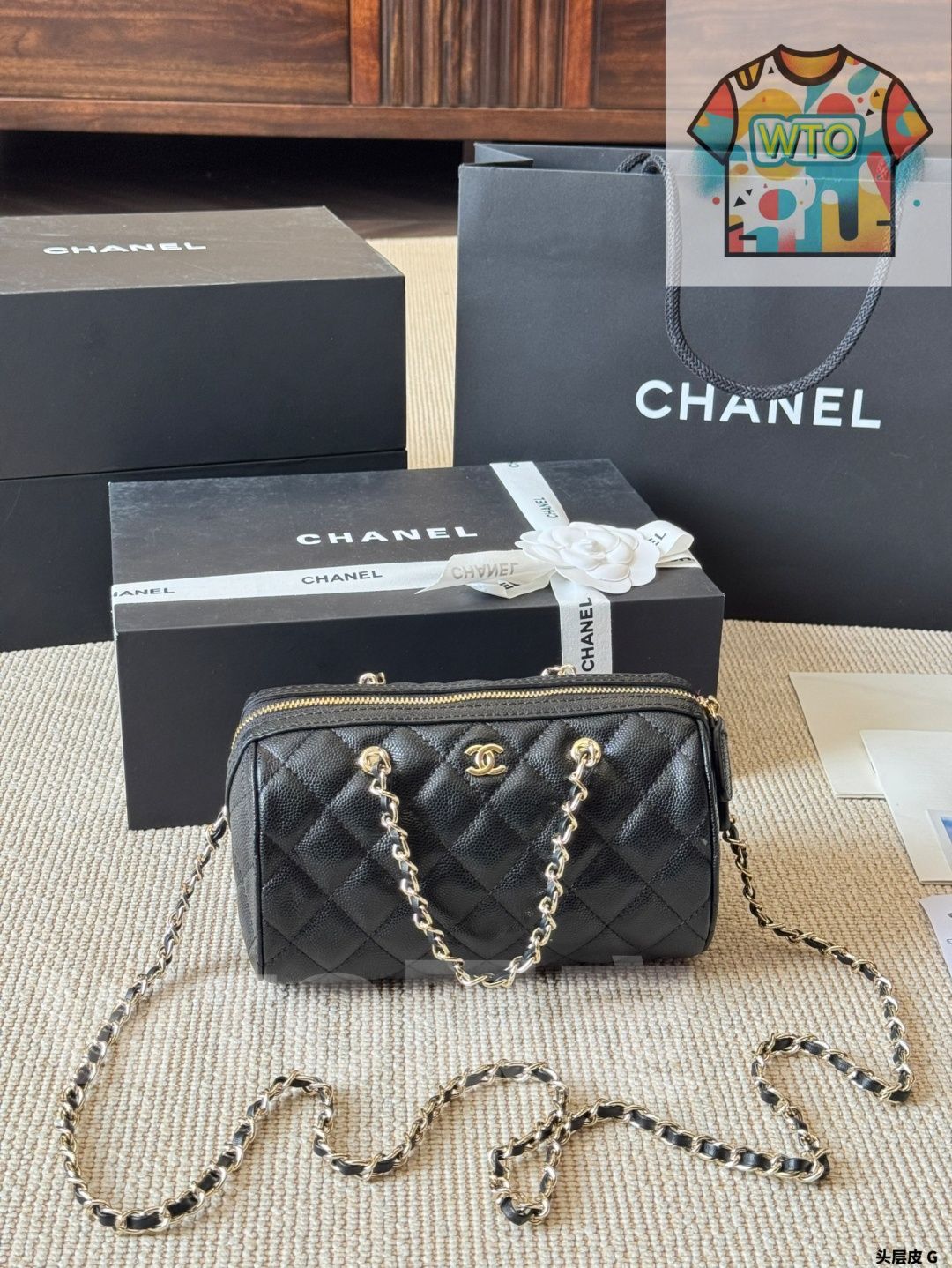今日 Chanel 25P Bowling Bag Platinum 枝牛 シャネル 25P ボーリングバッグ プラチナム ライチェンレザー