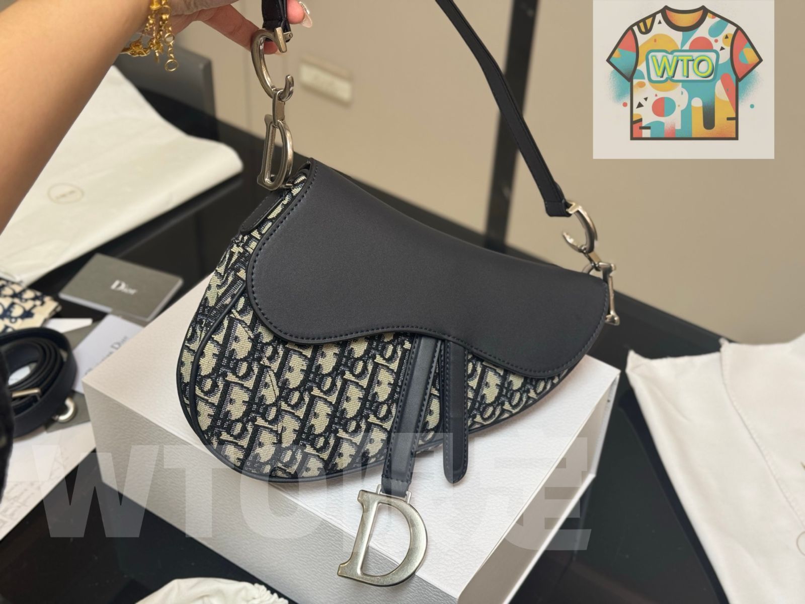 今日 Dior サドルバッグ デニムブルー アップグレードバージョン